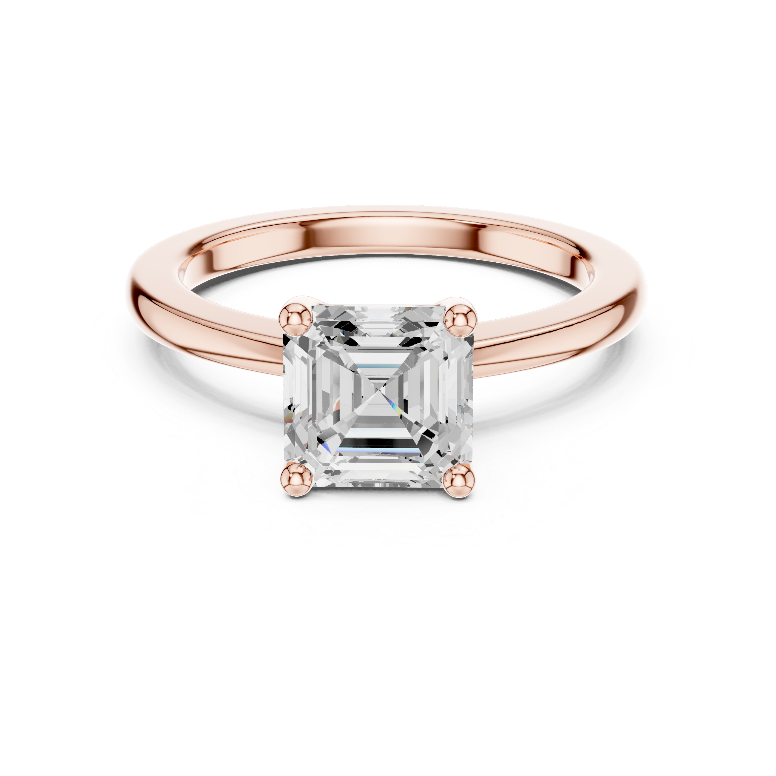 Silver Moissanite Ring, Asscher Cut