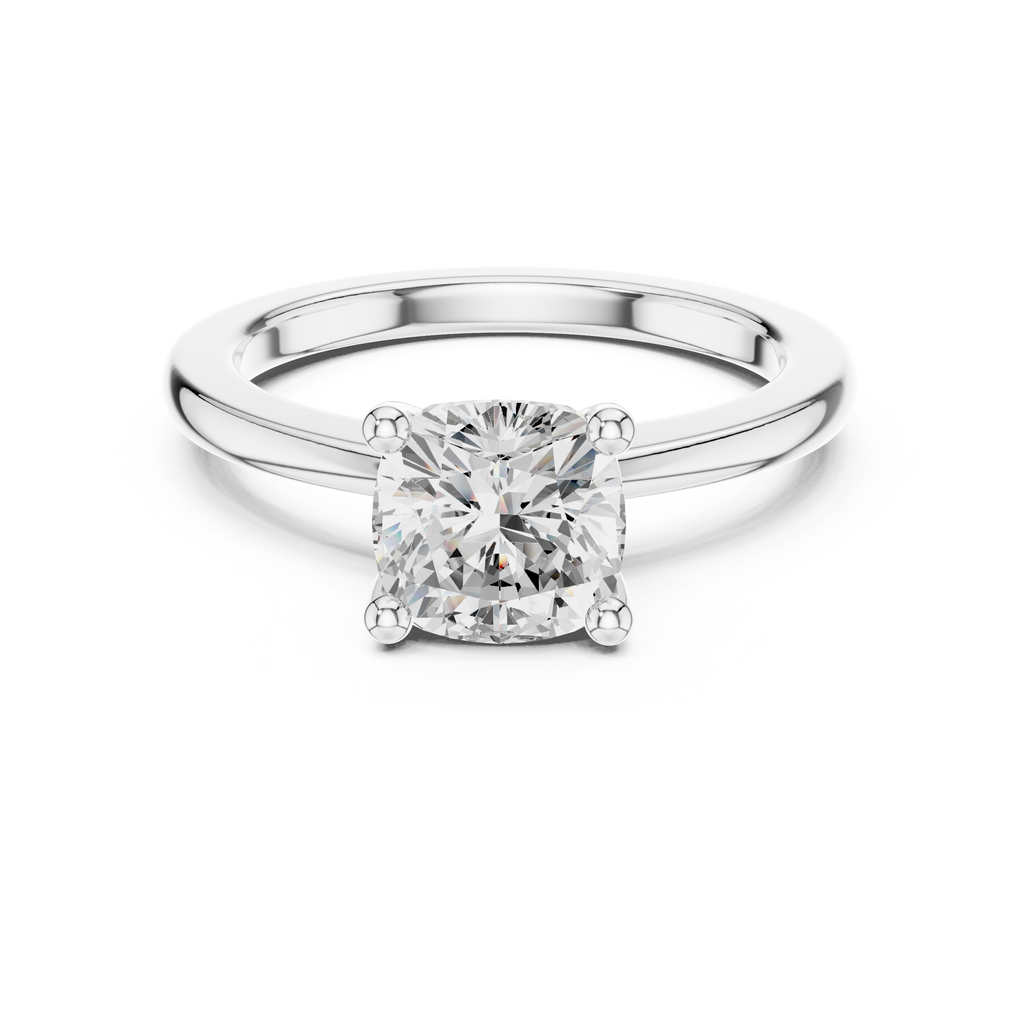 Cushion Moissanite Diamond Ring, Silver Ring,