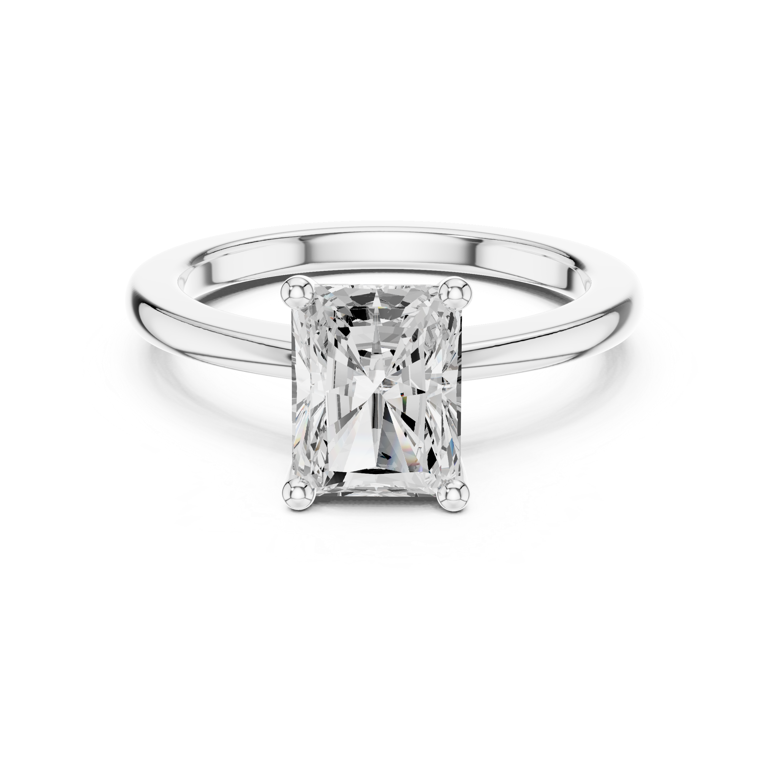 Radiant Moissanite Ring, Silver Ring, Radiant Cut
