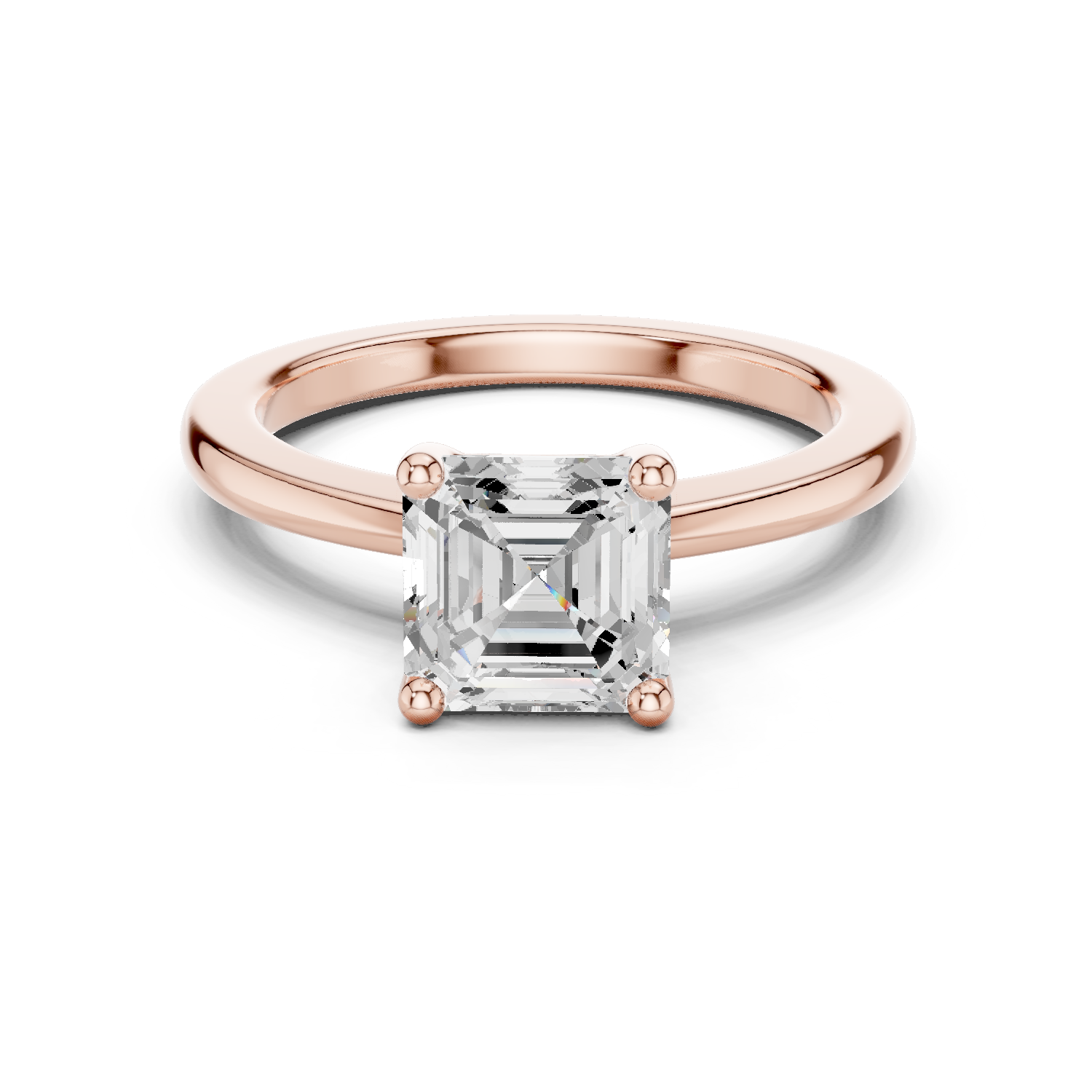 Silver Moissanite Ring, Asscher Cut