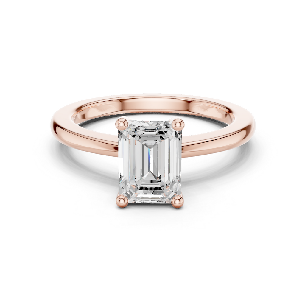Moissanite Diamond Ring, Emerald Cut, Moissanite Silver Ring