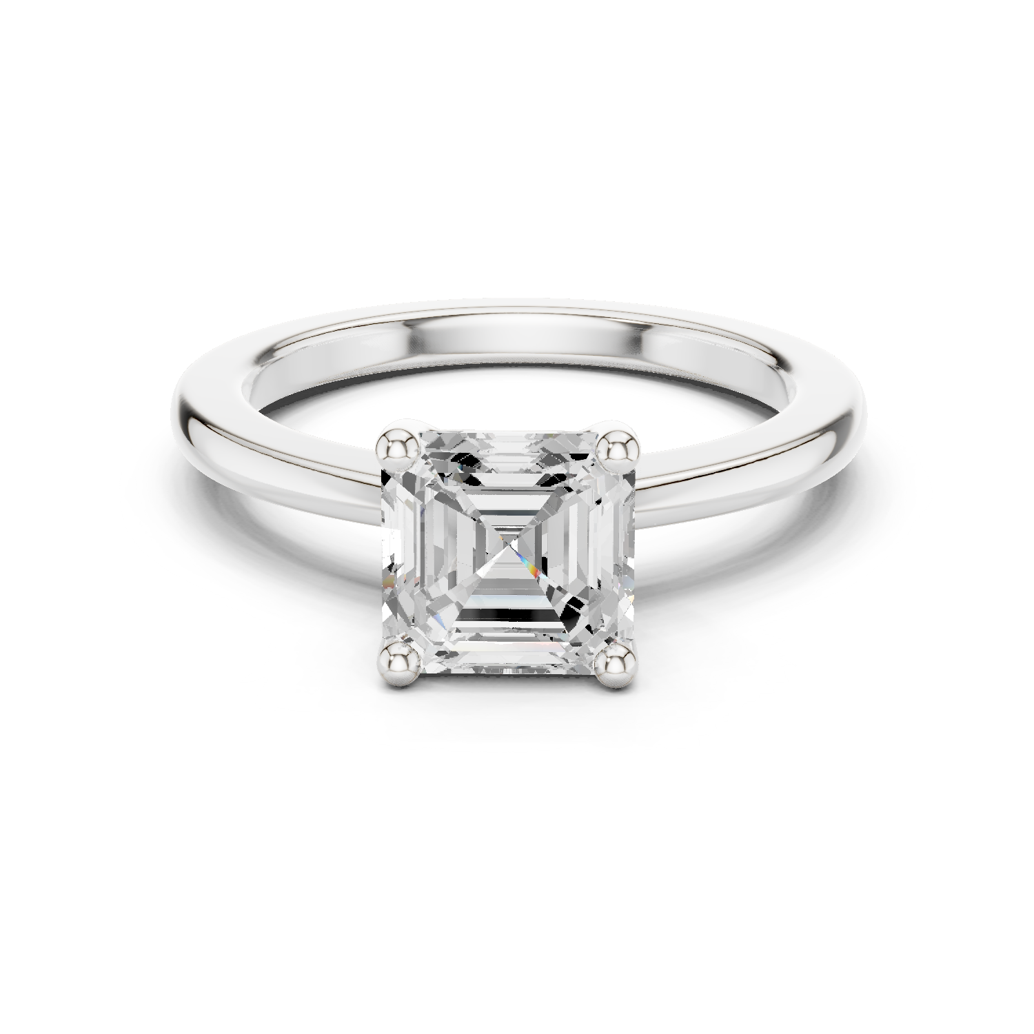Silver Moissanite Ring, Asscher Cut