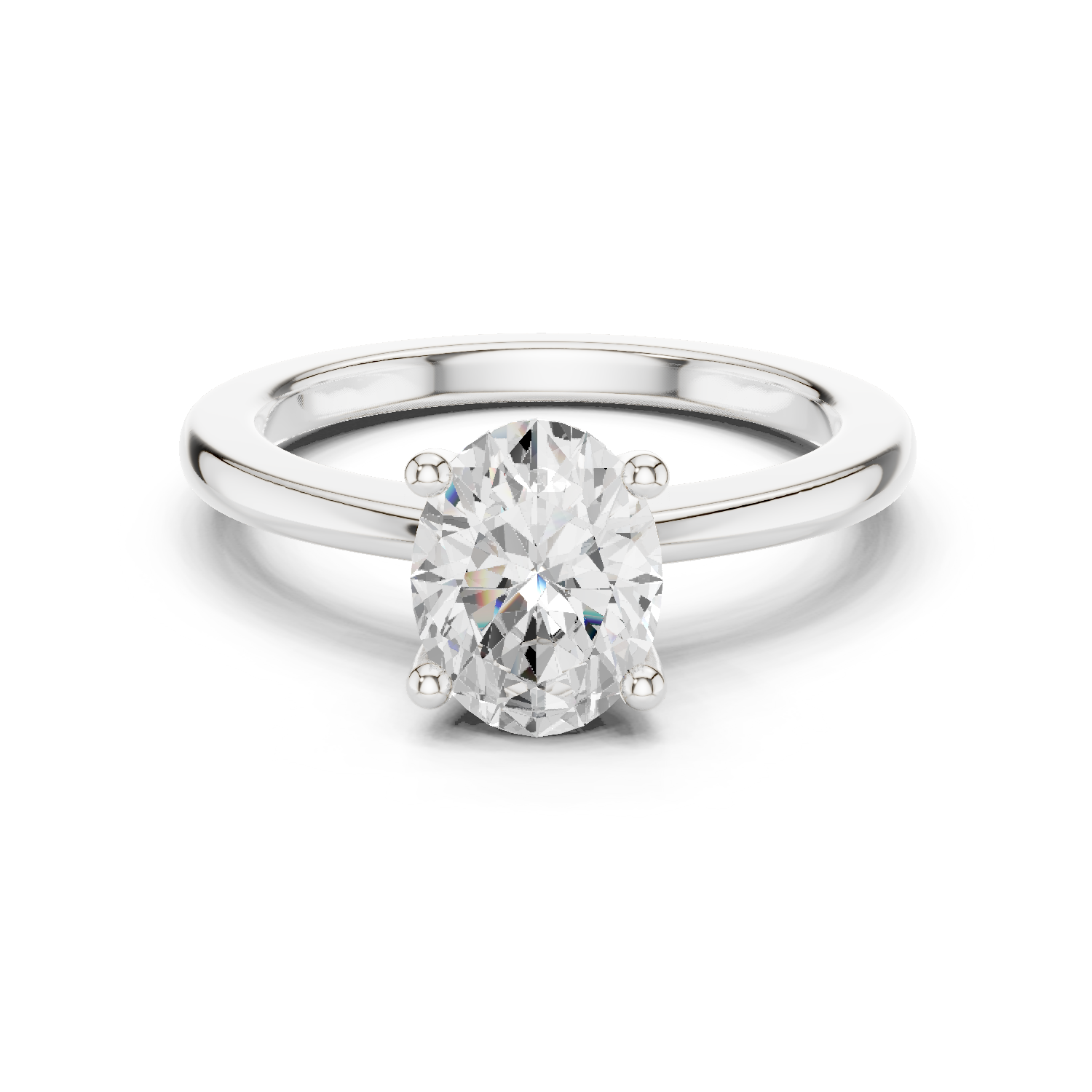 Oval Moissanite Diamond Ring, Silver Ring