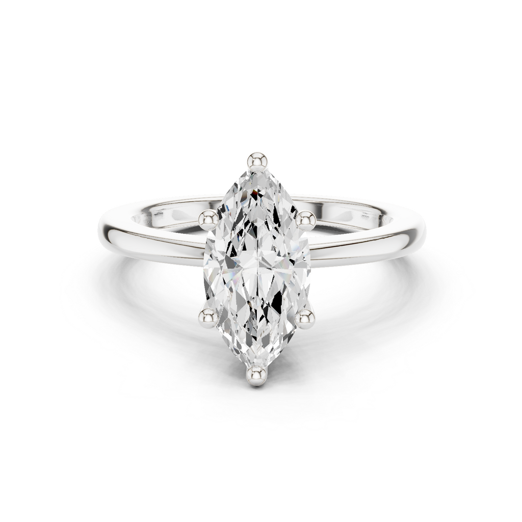 Moissanite Diamond ring, Marquise Cut, Silver Ring