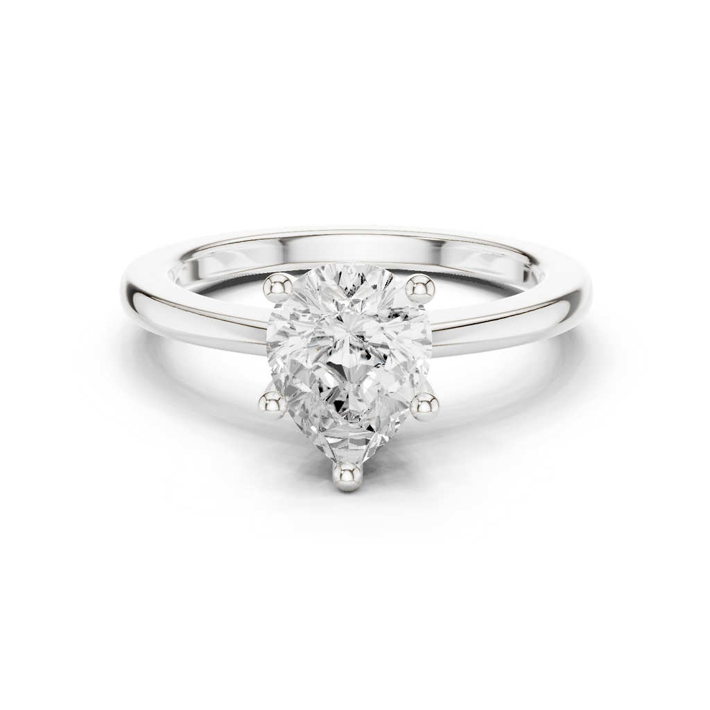 Pear Moissanite Ring, Sterling Silver