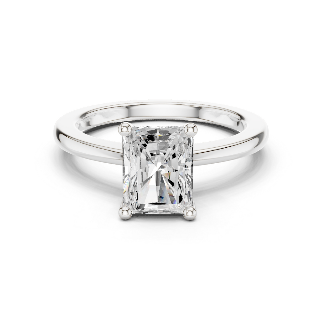 Radiant Moissanite Ring, Silver Ring, Radiant Cut