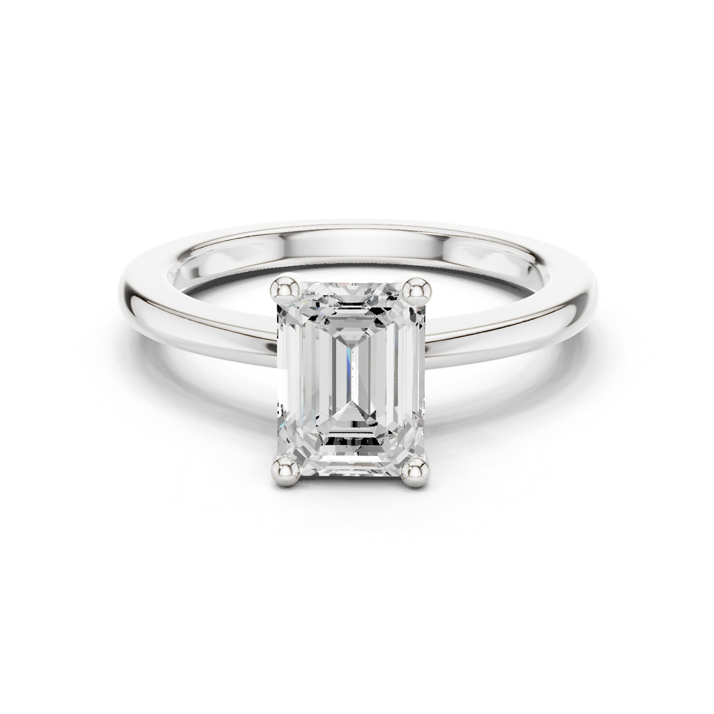 Moissanite Diamond Ring, Emerald Cut, Moissanite Silver Ring