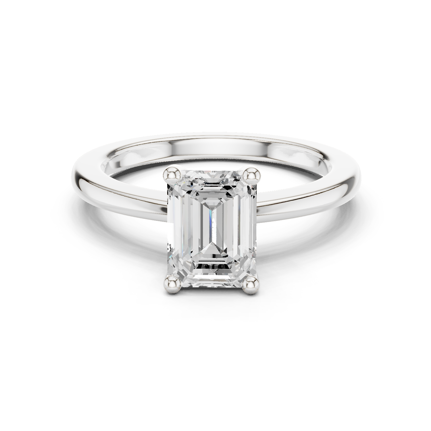 Moissanite Diamond Ring, Emerald Cut, Moissanite Silver Ring