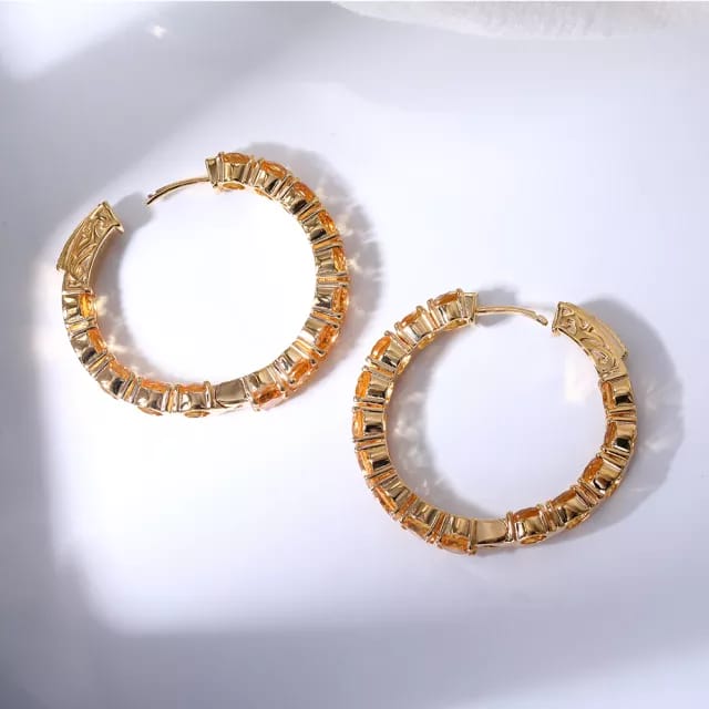 Natural Citrine 925 Sterling Silver Earing