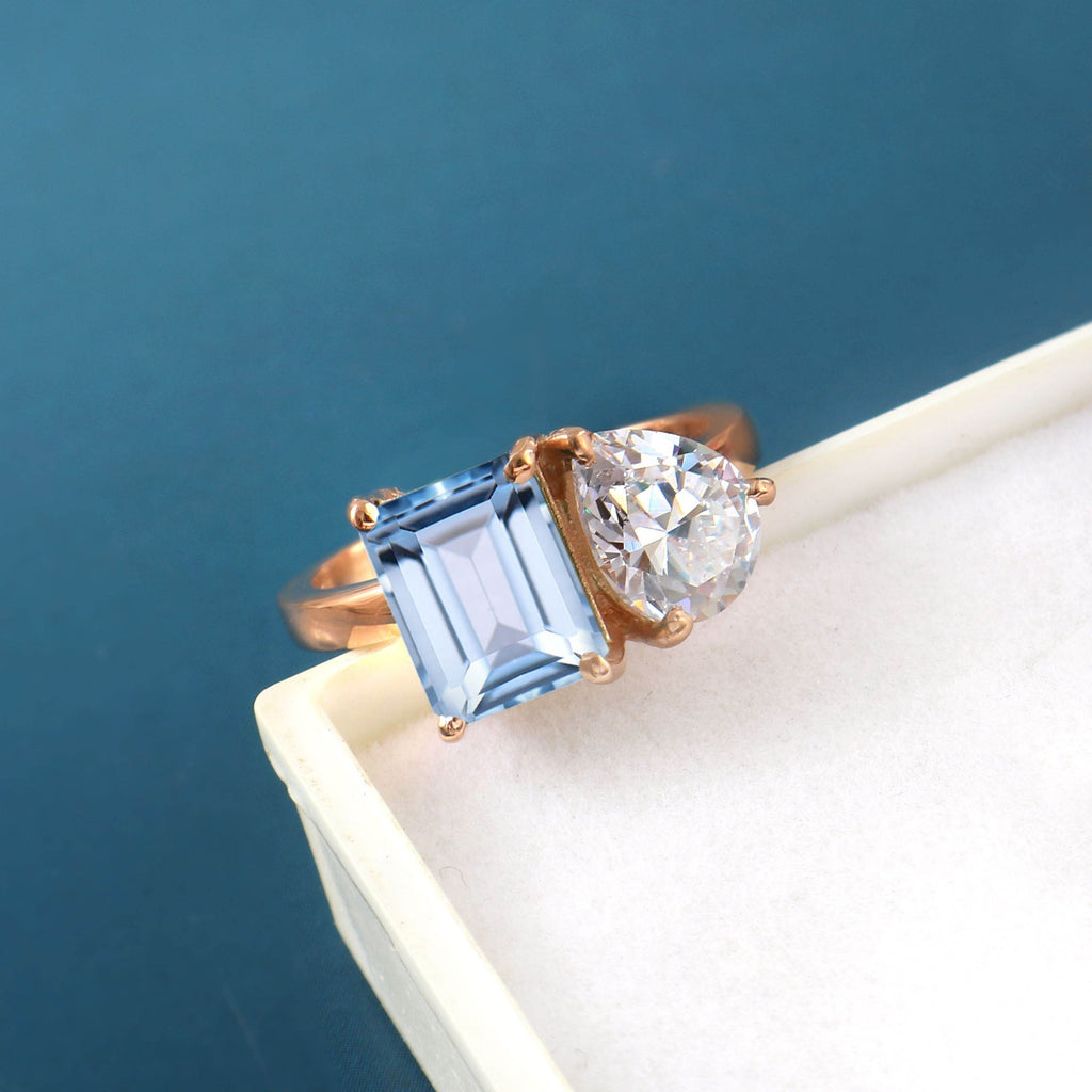 Luxureen Aquamarine Emerald Cut Ring