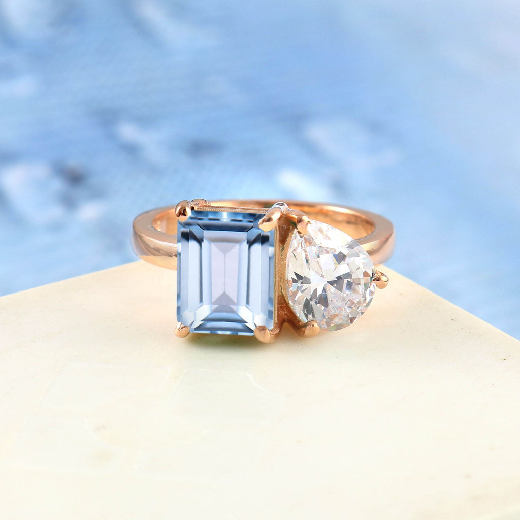 Luxureen Aquamarine Emerald Cut Ring