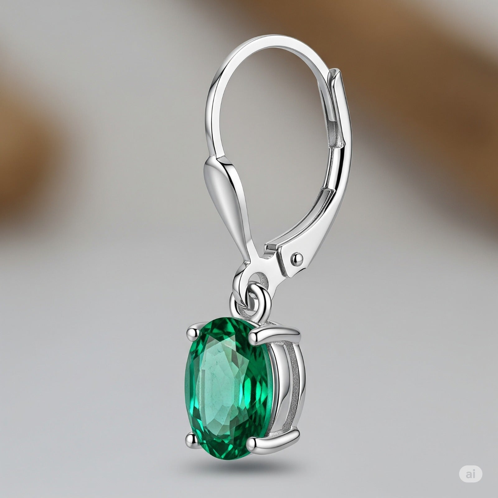 Luxureen Oval Cut Lab Emerald Dangle Earrings