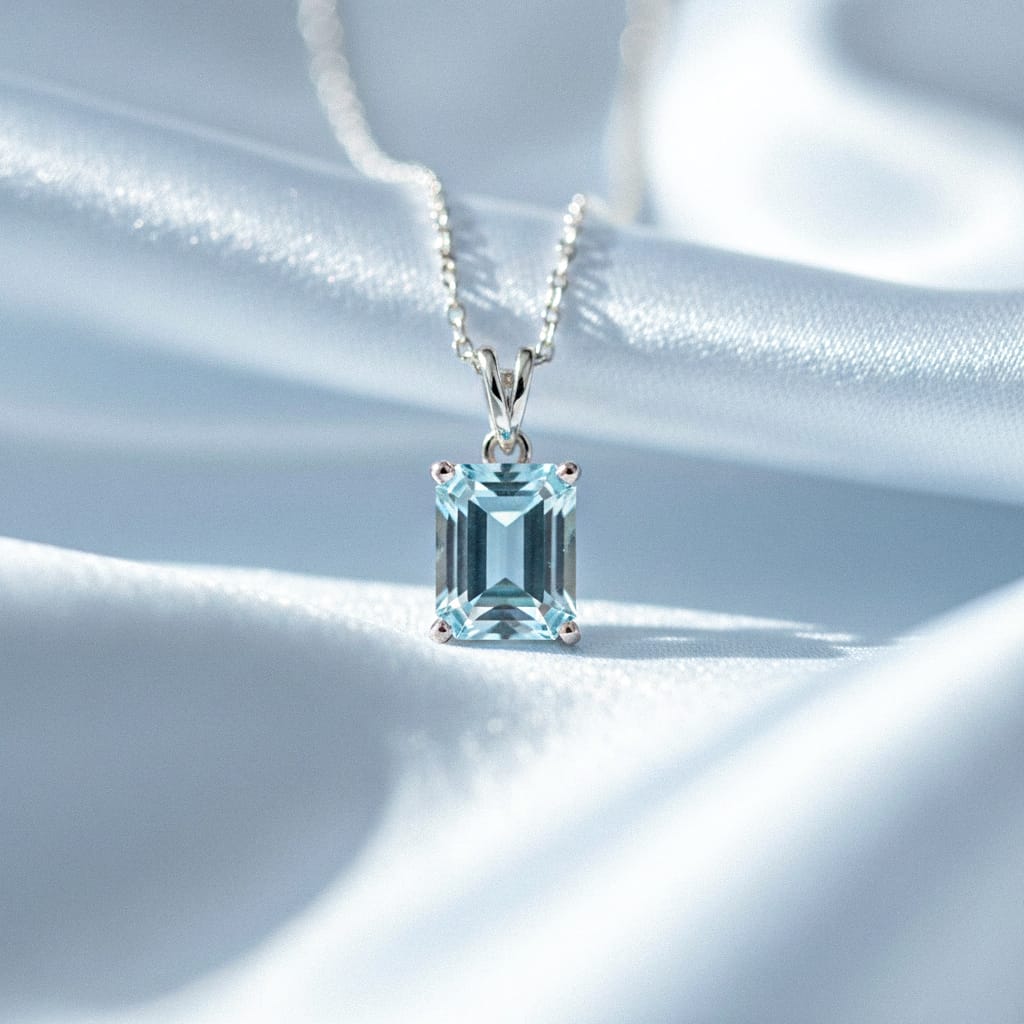 Elegant Lab Aquamarine Gemstone Pendant