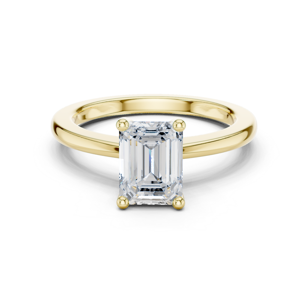 Moissanite Diamond Ring, Emerald Cut, Moissanite Silver Ring