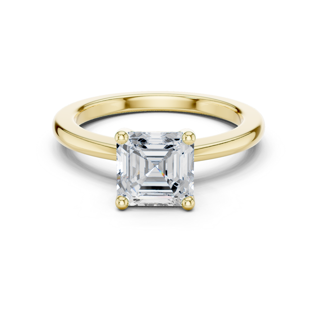 Silver Moissanite Ring, Asscher Cut