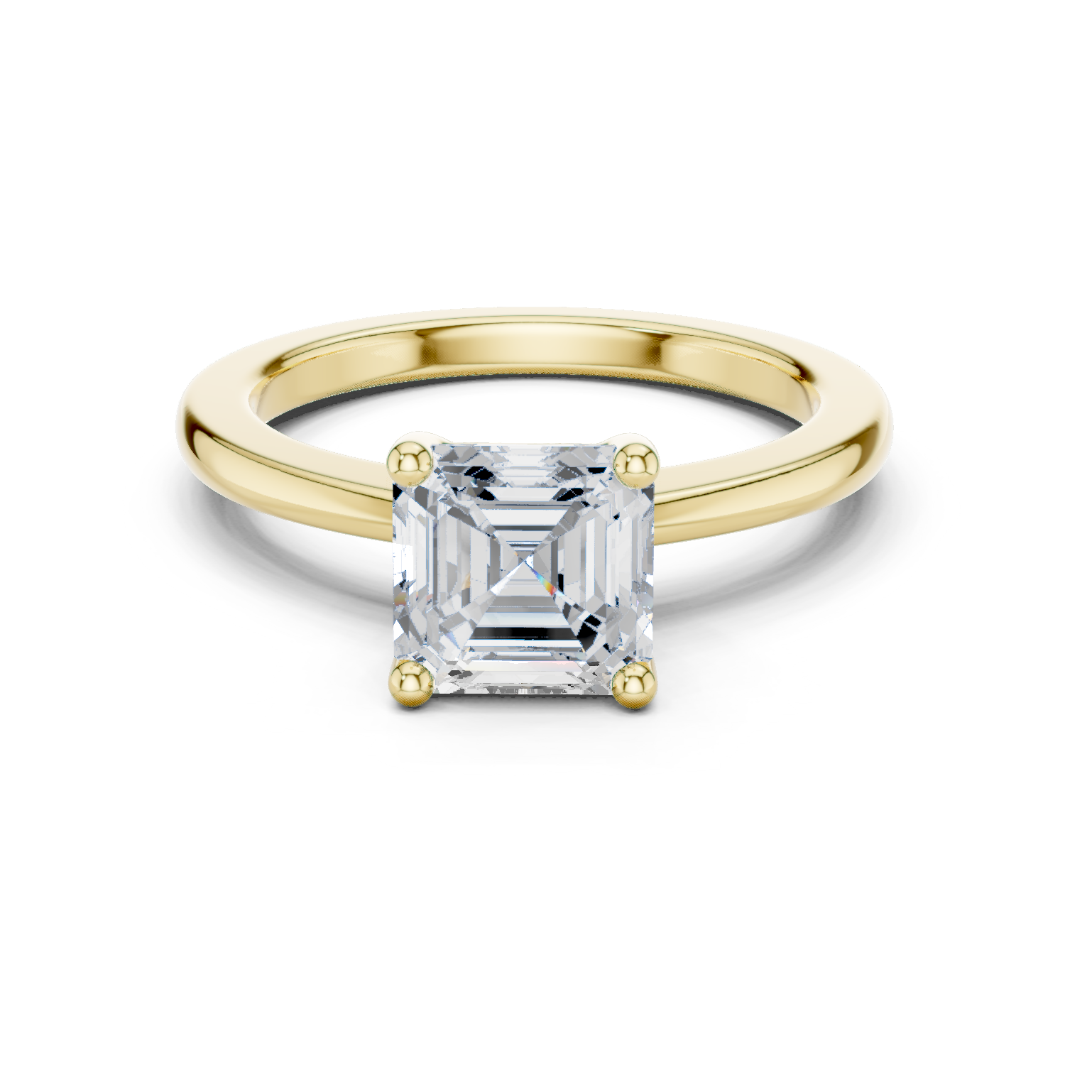 Silver Moissanite Ring, Asscher Cut
