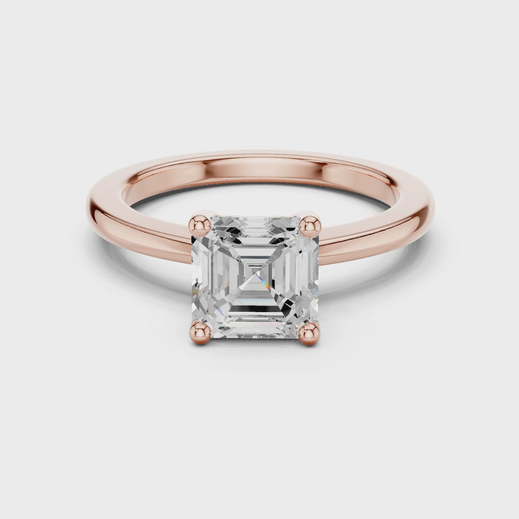 Silver Moissanite Ring, Asscher Cut