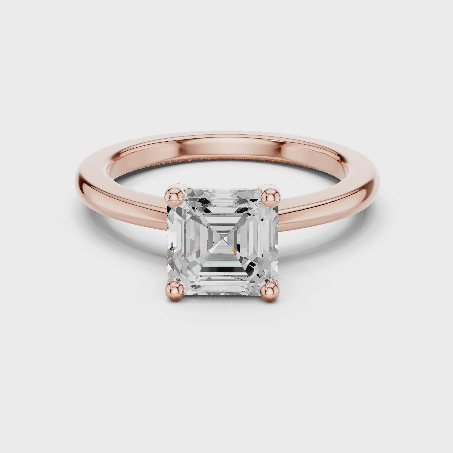 Silver Moissanite Ring, Asscher Cut
