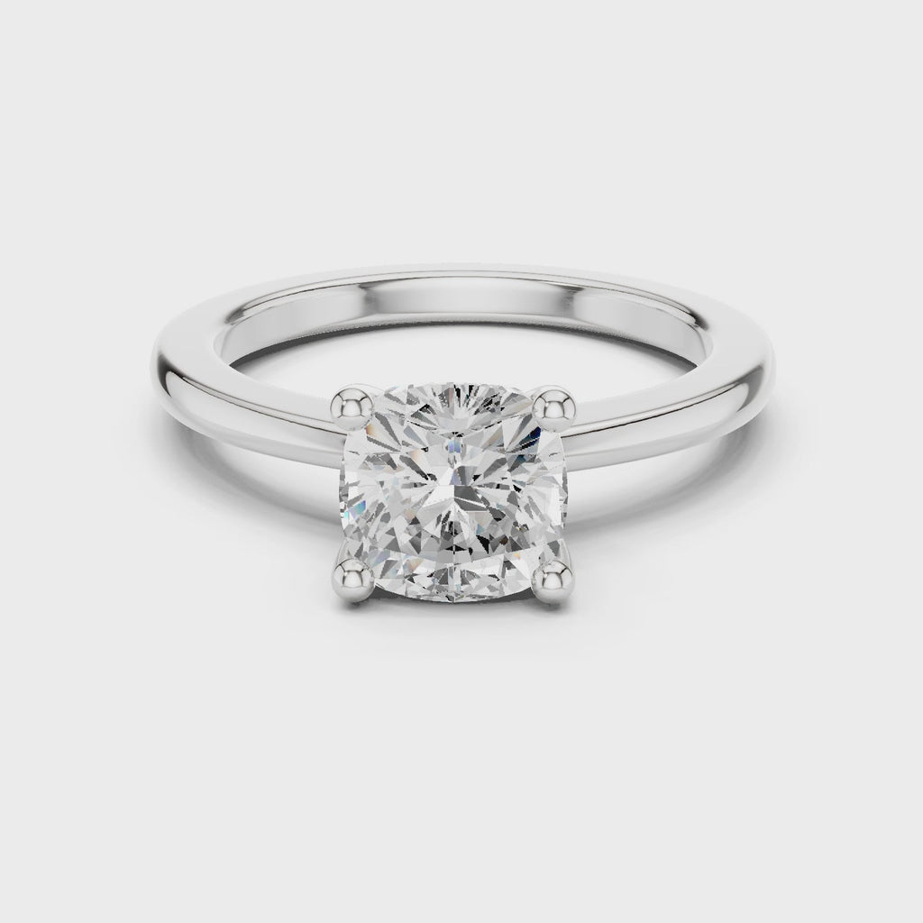 Cushion Moissanite Diamond Ring, Silver Ring,